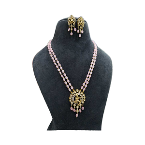 Style de coupe victorienne fabricant indien de collier en laiton AD pendentif ensemble brin pour les femmes vêtements de fête de mariage - Product Image 1