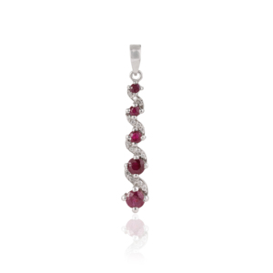 Colgante de Plata de Ley 925 Sólida con Barra Vertical, Diamantes y Rubí Curvo, Joyería Fina con Piedra de Nacimiento de Julio - Product Image 1