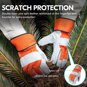 Gants de sécurité pour hommes, renforcés en cuir de vache fendu, Double paume, Protection supplémentaire, Construction, personnalisés, vente en gros, - Product Image 2