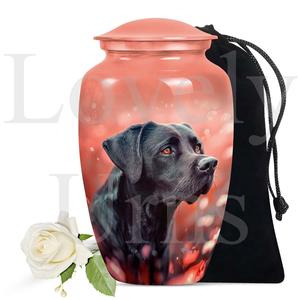 Urna de cremación para perros Labrador negros, urna conmemorativa para cenizas de mascotas en color coral rosa, recuerdo decorativo, tributo. - Product Image 2