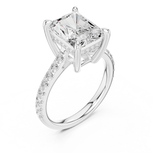 Anillo de Compromiso de Diamantes con Corte Radiante para Mujer, Platino, con Diamantes Laterales, Certificado GIA, Estilo Clásico - Product Image 4