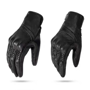 Gants de moto en cuir véritable à doigts entiers pour hommes, faible MOQ, personnalisables, coupe-vent et respirants - Product Image 1