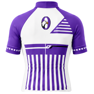 Maillot de cyclisme violet et blanc à manches courtes avec fermeture éclair sur le devant, respirant, pour course cycliste, vêtements de cyclisme professionnels, personnalisable pour équipes sportives - Product Image 2