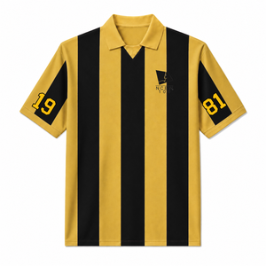 Camiseta de fútbol personalizada de la Coalición NCBW, camiseta de poliéster a rayas de color negro y dorado con logotipo en la parte delantera de manga corta para mujer - Product Image 1