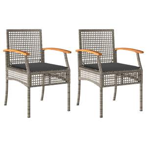 Ensemble de 2 chaises de jardin en rotin PE gris moyen et marron - Product Image 2