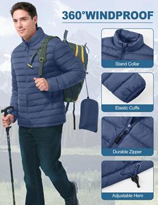 Men's <b>Lightweight</b> Puffer <b>Jacket</b> <b>Packable</b> Warm Winter <b>Jackets</b> - Product Image 6