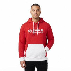 Saar Industries Men's Red <b>Fleece</b> <b>Hoodie</b> with White Pocket and Logo Print Casual Loose Fit Winter Wear Anti-Pilling - Product Image 1