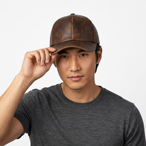 Casquette de baseball vintage en cuir PU, 6 panneaux, ajustée, unisexe, couleur unie, chapeau décontracté pour adultes - Product Image 5
