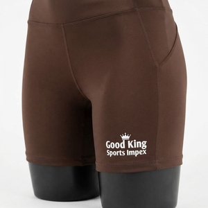 Shorts de sport pour femme avec logo personnalisé, poches, taille mi-haute, séchage rapide, pour yoga, course et gym - Product Image 6