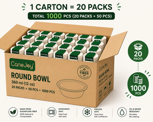 Tazón de Bagazo Canejoy Ecológico, Compostable, Desechable, Apto para Microondas y Congelador, Resistente al Calor, de Alta Resistencia, 360ml 12 Oz, para Fiestas - Product Image 5