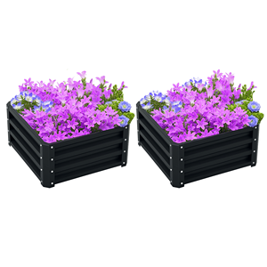 Kit di 2 Vasi Rialzati da 23,5 Pollici Grigio Scuro per Erbe e Verdure - Vasi in Plastica per Aiuole da Giardino - Product Image 1