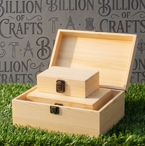 Boîte de rangement rectangulaire en bois de pin non fini, polie, avec couvercle à charnière et verrouillable, pour bijoux, artisanat, emballage cadeau, lot de 3 - Product Image 6
