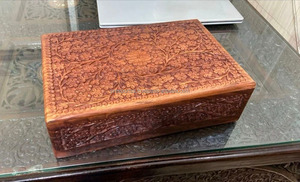 กล่องเก็บของไม้สไตล์วินเทจสไตล์โมเดิร์นดีไซน์แกะสลักของตกแต่งบ้านทรงสี่เหลี่ยมผืนผ้าเครื่องประดับอินเดียซับในกำมะหยี่ - Product Image 2