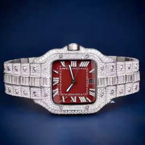 <b>Mens</b> Luxury Stainless Steel <b>Watch</b> with Moissanite VVS Clarity Baguette Diamond Fully Iced Out <b>for</b> Daily Use Upscale Parties - Product Image 6