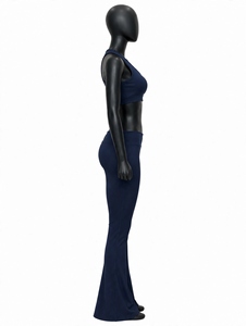 Conjunto Deportivo de Yoga Azul Marino para Mujer, Sujetador Deportivo Acolchado, Leggings Acampanados, Traje de Dos Piezas, Ropa Deportiva Suave para Fitness - Product Image 4
