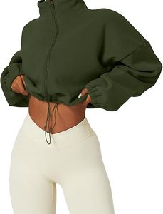 Women's Full Zip Fleece Short Jacket Warm Winter Long Sleeve Sherpa Crop Coat with Stand Collar sweatshirts high quality - Product Image 5