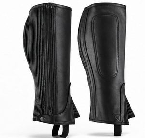 Custom Genuine Leather <b>Half</b> <b>Chaps</b> Stretch Elastic Equestrian Riding Gaiters Durable Horse Riding Equipment LHC-0008 - Product Image 1