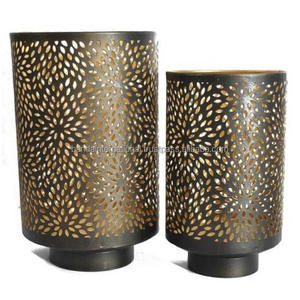 ชุดเชิงเทียนเหล็กทรงกลมสำหรับตกแต่งบ้าน2ชิ้นเคลือบด้วยผงสีดำด้านในและด้านนอก - Product Image 1