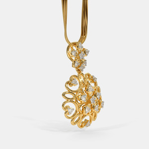 Collar con Colgante de Diamante Cultivado en Laboratorio con Filigrana Floral Ornamental en Oro Amarillo - Product Image 3