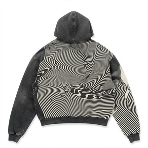 Sudadera con Capucha de Felpa de Mezcla de Algodón de 420 GSM, Panel Blanco y Negro, Diseño Gráfico con Logotipo Personalizado - Product Image 2