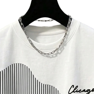 Casual Color Block <b>T</b> <b>Shirt</b> Short Sleeve Crew Neck Black White Vertical <b>Stripe</b> Print Streetwear Fashion Top Wholesale - Product Image 5