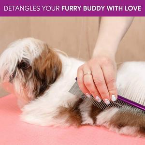 Peigne pour animaux de compagnie professionnel, écologique, classique, en acier inoxydable |   Outil de toilettage anti-rouille pour chiens et chats, à picots arrondis pour démêler les nœuds - Product Image 2