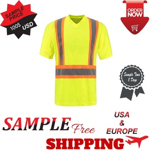 Camiseta de Seguridad Reflectante de Alta Visibilidad con Cuello en V, Ropa de Trabajo de Malla, Uniforme de Advertencia para Construcción, Tráfico Vial 2026 - Product Image 5