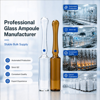 Ampoules en verre transparent bleu ambre, disponibles en plusieurs tailles, flacons en verre vides pour le stockage de liquides, vendus en gros.