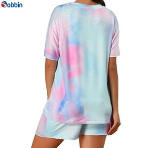 High Quality Drop Shoulder Oversized Tie Dye <b>T</b> <b>Shirt</b> <b>Shorts</b> <b>Set</b> Unisex Custom Logo <b>Women's</b> Streetwear 2 Pcs Workout <b>Set</b> - Product Image 5