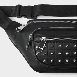 Riñonera Unisex Estilo Punk Negra de PU con Remaches, Cierre de Cremallera, Forma de Barril, para Uso Diario - Product Image 6