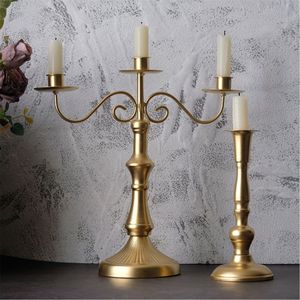 Elegante Candelabro de Metal de Latón de 3 Brazos, Portavelas Dorado, Candelabro Vintage al por Mayor para Centro de Mesa de Boda, Decoración de Mesa de Hotel - Product Image 6