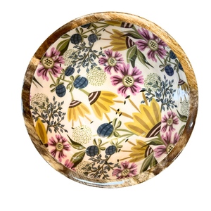 Tazón de Madera de Acacia Pulida Natural con Diseño Elegante, Adhesivo Blanco y Negro, Esmaltado, para Ensaladas, Sopas y Arroz, 1 Pieza - Product Image 2