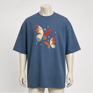 Camiseta Oversize de Algodón 100% con Hombros Caídos y Gráfico de Pétalos, de Secado Rápido y Manga Corta para Hombre, Estilo Casual Contemporáneo - Product Image 1