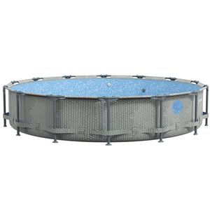 Piscina Fuori Terra Rotonda 14FT X 33'' Facile da Installare, Grigia in Vimini con Pompa Filtro a Cartuccia, Kit Riparazione, Telaio in Metallo, Materiale PP - Product Image 1