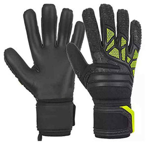 Gants de gardien de but de football pour perfectionnistes, en cuir, à doigts entiers, à lacets, antidérapants, respirants, avec protection du pouce et poignet réglable - Product Image 1