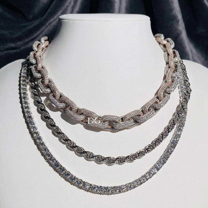 Nouveau Design Luxe Collier Hip-Hop pour Homme en Or 18K Plaqué Rhodium avec Diamants Moissanite et Coupe Brillante, Idéal pour Mariage - Product Image 1