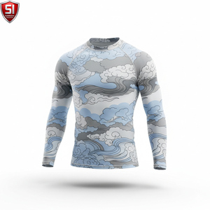 Unisex <b>Long</b> <b>Sleeve</b> Rash Guard <b>Compression</b> <b>Shirt</b> Printed Quick Dry Spandex/Polyester Sports Bodysuit Lightweight Activewear - Product Image 6