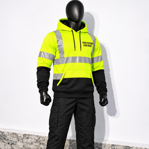 Sweat-shirt à capuche bicolore ANSI CLASSE 2 haute visibilité avec bandes réfléchissantes, éclairage LED, imperméable, logo personnalisé, vêtements de travail pour les équipes de chantier/le transport - Product Image 5