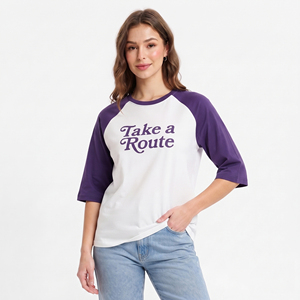 เสื้อยืดแร็กแลนพิมพ์ลายทรงโอเวอร์ไซส์ แขนสามส่วน คอกลม ผ้าคอตตอนเจอร์ซีย์ สไตล์ลำลอง สำหรับผู้หญิง - Product Image 1