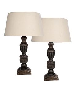<b>Rustic</b> Carved PVC Cordless Table Lamp with Drum Shade French Style Bedside <b>Desk</b> Light for Tabletop Living Room Decor - Product Image 1