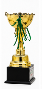 Cricket <b>Trophy</b> Golden Metal Award With Green Ribbon For Sports Achievement Display - Product Image 6