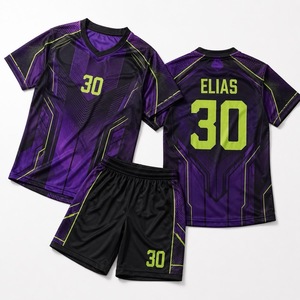Ensemble de maillot de football bleu marine, personnalisable avec nom et numéro, uniforme de football à manches courtes, kit d'équipe - Product Image 3