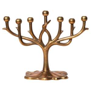 Décoration Hanouka, Chandelier de Luxe à 7 Branches, Artisanat Métallique, Menorah Antique Dorée, Support de Bougies Fait Main - Product Image 3
