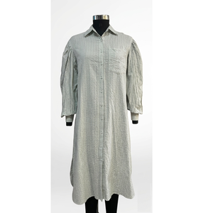 Vestidos Casuales Cómodos para el Día a Día, Vestido Midi de Verano hasta la Rodilla, de Algodón Seersucker con Estampado a Cuadros, para Mujer - Product Image 1