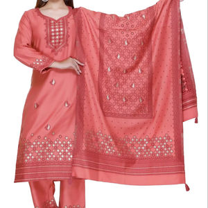 Ensemble de costume d'hiver pour femme Safaa Acro-Wool, tissu Salwar Kameez 3 pièces non coupé avec dupatta tissée lourde - Product Image 1