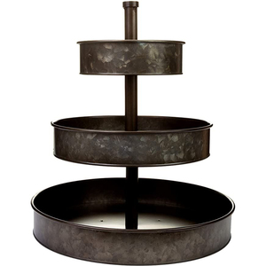 Durable <b>3</b> <b>Tier</b> Galvanized Steel Round Serving Tray Platter For <b>Cake</b> Appetizers And Party Display Galvanized Metal <b>Stand</b> - Product Image 2