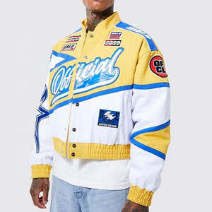 เสื้อแจ็คเก็ตหนัง PU สำหรับผู้ชาย สไตล์นักขี่มอเตอร์ไซค์  งานปักลายแบบกำหนดเอง  ทรงครอป สตรีทแวร์  เหมาะสำหรับการแข่งรถ - Product Image 5