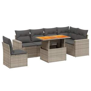 Medium Adjustable Armrests Grey PE Rattan Garden <b>Sofa</b> <b>Set</b> Garden <b>Sofas</b> - Product Image 2
