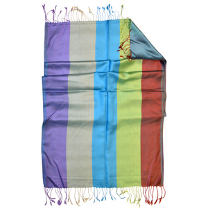 Écharpe/châle long unisexe 100 % soie, color block, réversible, jacquard tissé, doux, brillant, multifonctionnel, respectueux de la peau - Product Image 3