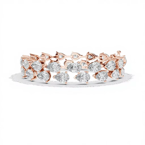Bracelet tennis TRENDY en or rose massif 18 carats avec pierres de laboratoire taille poire, idéal pour un cadeau de luxe et les occasions spéciales/au quotidien - Product Image 1